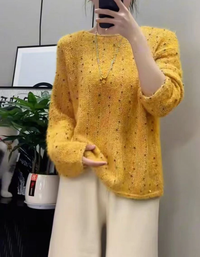王姐专属【彩粒绒绒】彩色颗粒点点纱洋气软糯舒适毛衣【米尚】