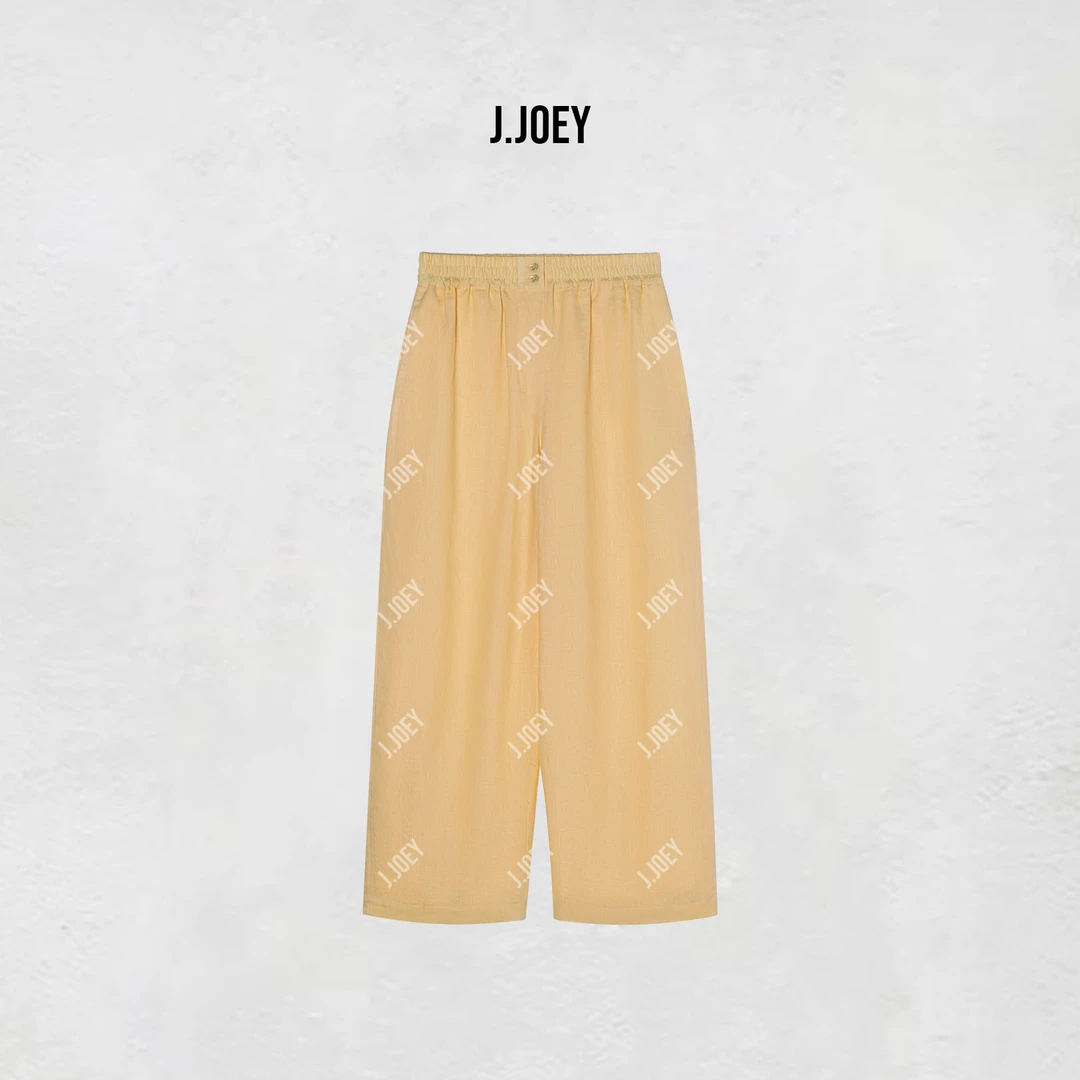 J.JOEY "100亚麻"夏季新款时尚极简风黄色宽松百搭直筒裤 B50505