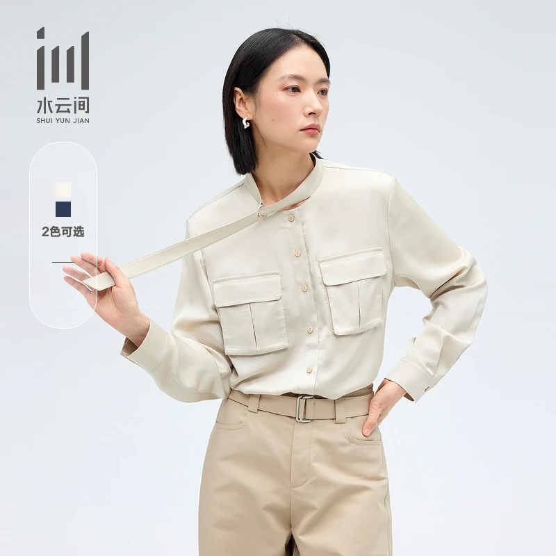 水云间女装休闲工装风飘带通勤时尚衬衫上衣2025春季新款12510432