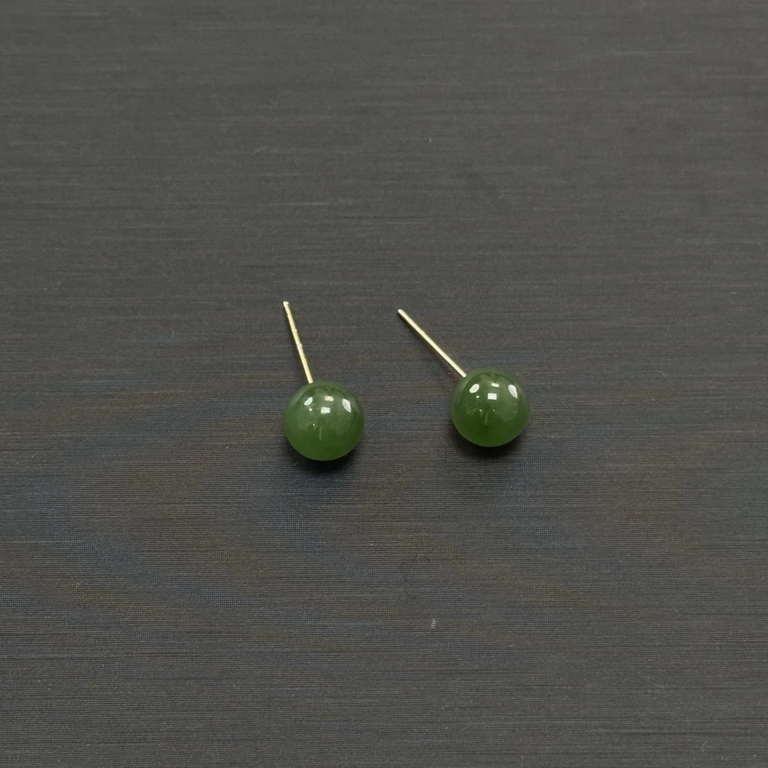 碧玉耳钉18k金耳饰拍一发一（多样性发货）
