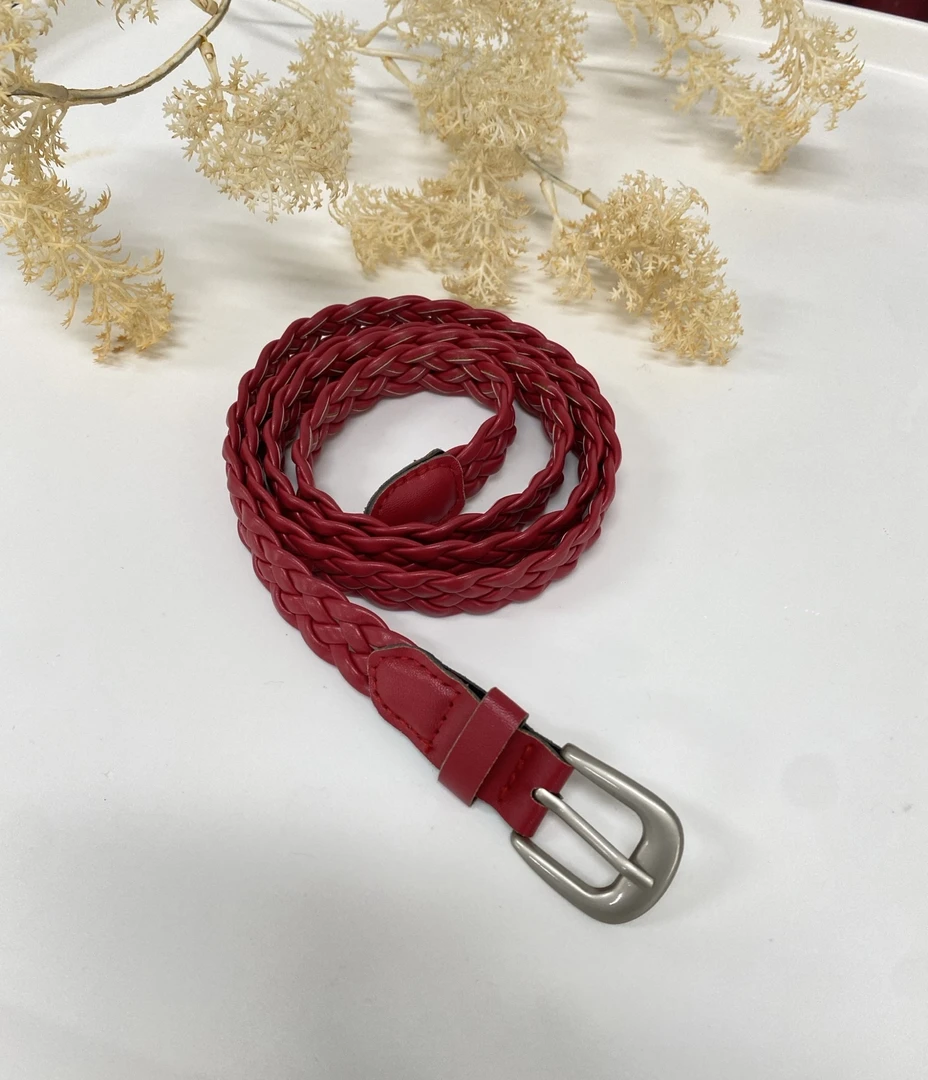 【纯粹】经典潮流时尚百搭手工编织装饰红色韩版腰带