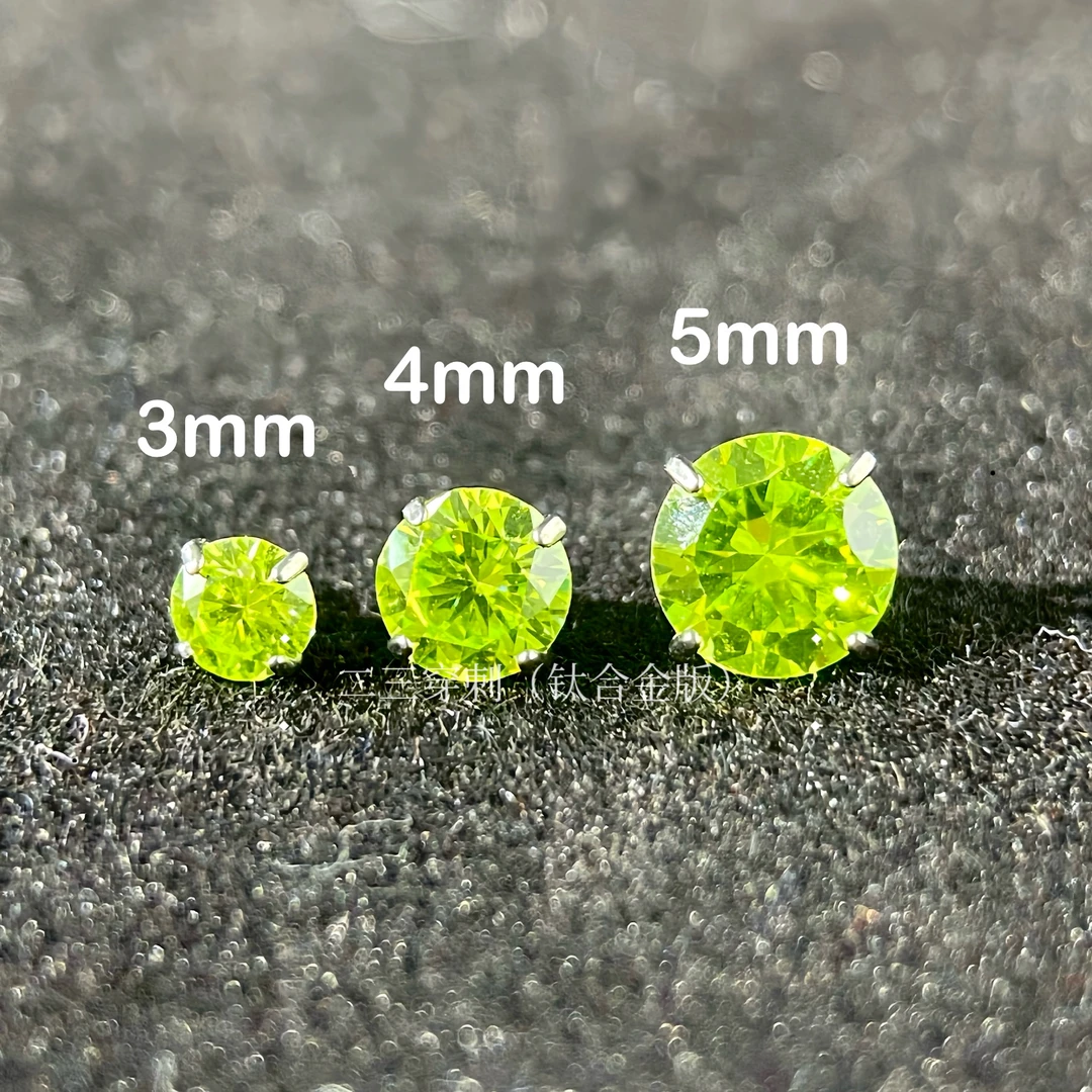 合金锆石耳饰 长牙款F136钛合金耳钉超闪小巧耳钉唇钉5A锆石耳骨