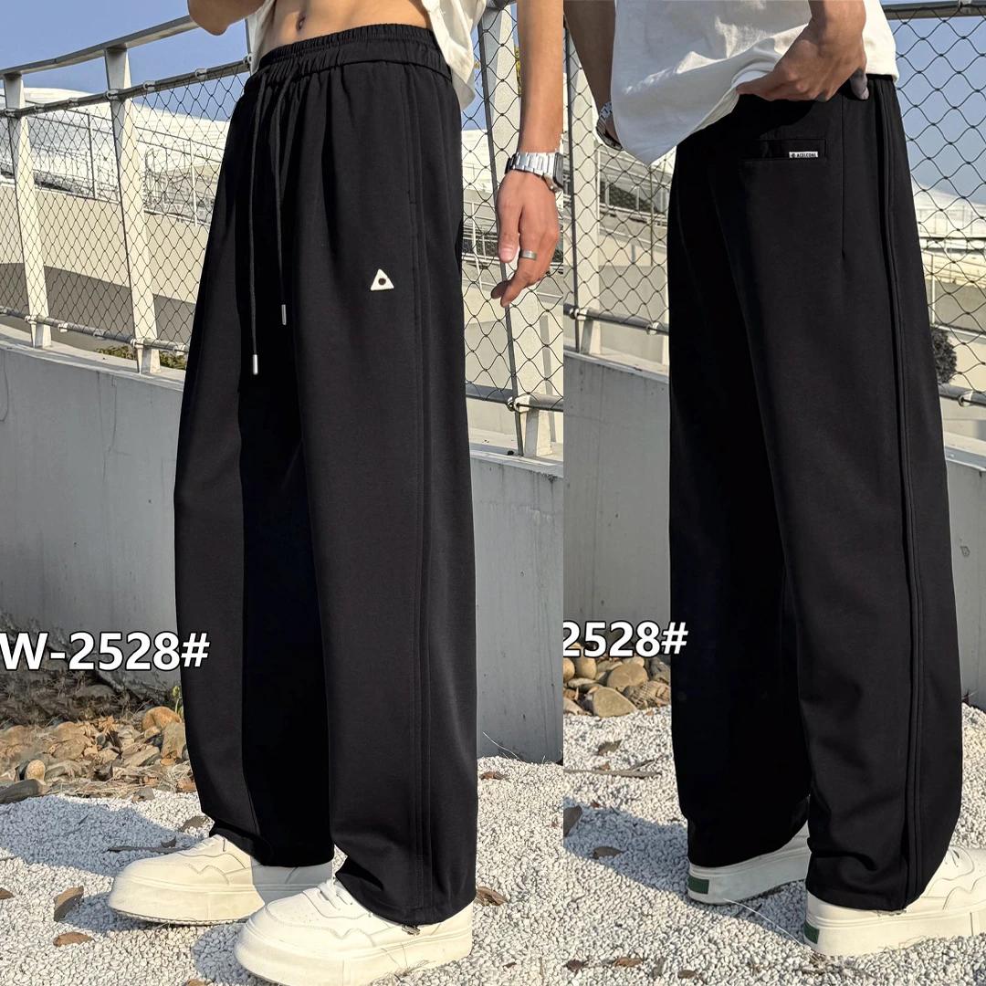 W-2528#【夏款弯刀裤】青少年潮流简约时尚百搭宽松弯刀直筒裤