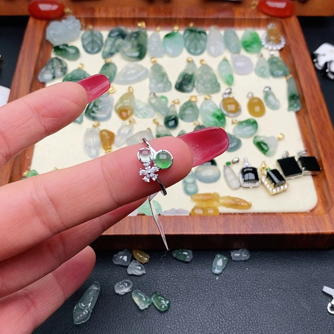 翡翠戒指银S925镶嵌琳**目戒指