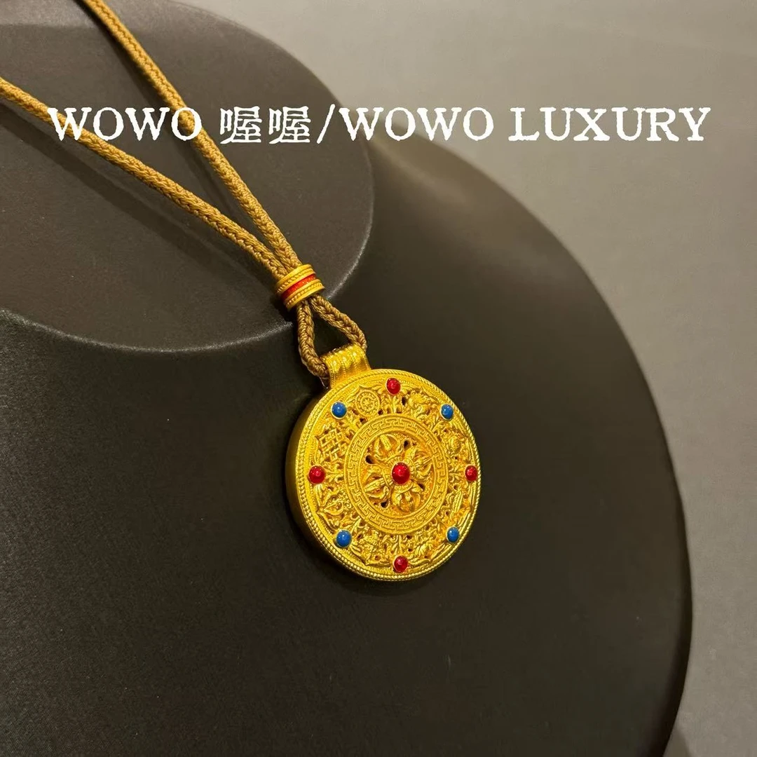 铜合金项链 【四喜专属】W0W0“镂空珐琅八宝罗盘”镀金项链N2749