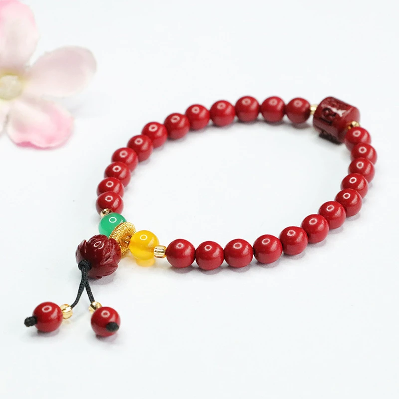 天然辰砂朱砂手串紫金砂圆珠单圈手串  Q28