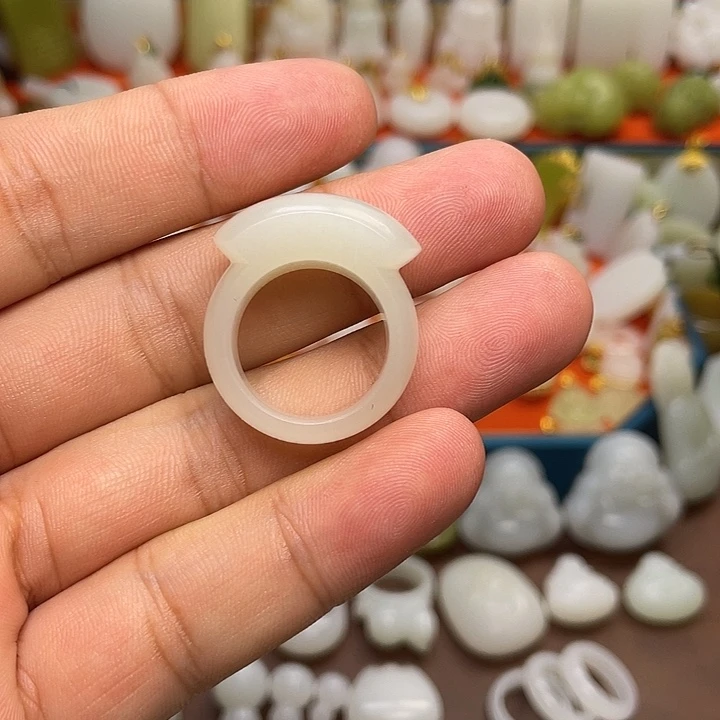 @***学未镶嵌戒指和田玉和田玉老坑马鞍指环18.2mm