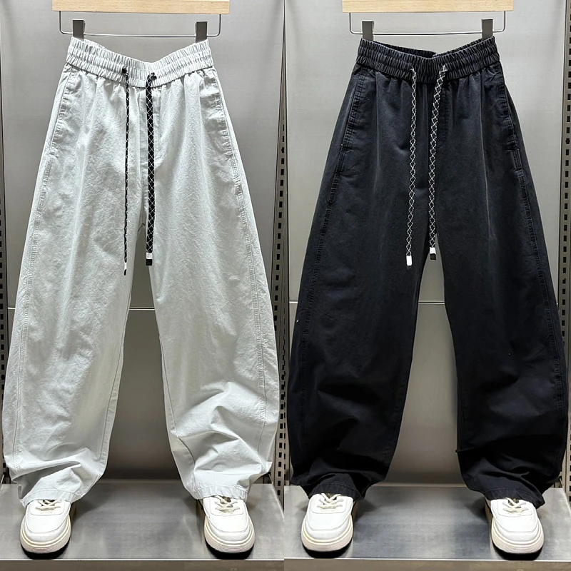 2025夏季新款美式弯刀水洗做旧休闲裤男百搭宽松直筒阔腿潮流长裤