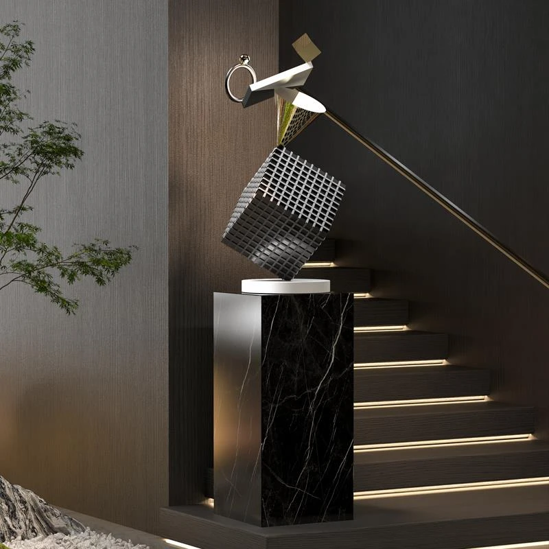 方块立体雕塑摆件落地商场酒店样品屋展示中心装饰品创意电镀艺术