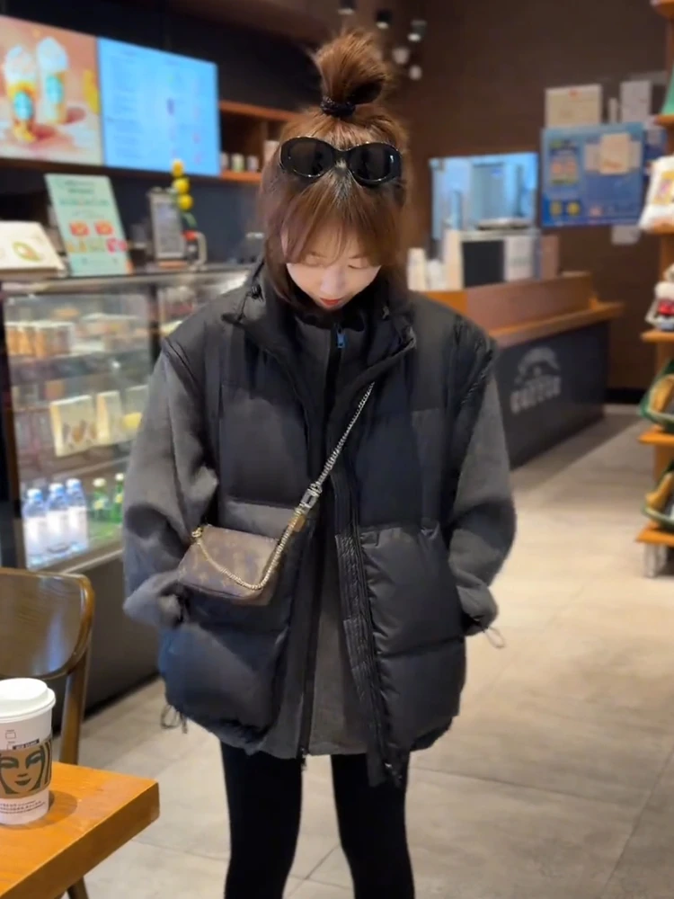 简约时尚高级感背心棉服女2025冬季新款显瘦拼接气质通勤气质外套