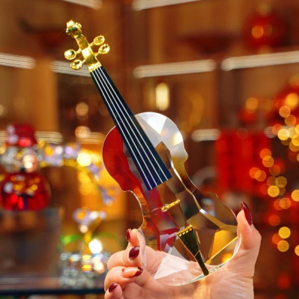 单只带底座礼盒装-轻奢小提琴玻璃高颜值卧室玄关装饰摆件创意