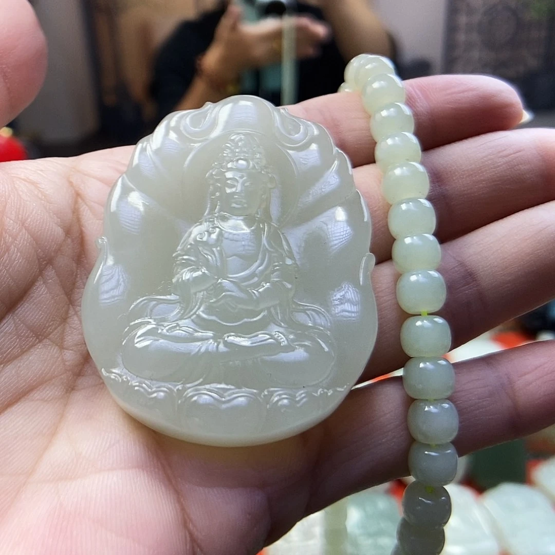 颈饰未镶嵌和田玉如意观音03