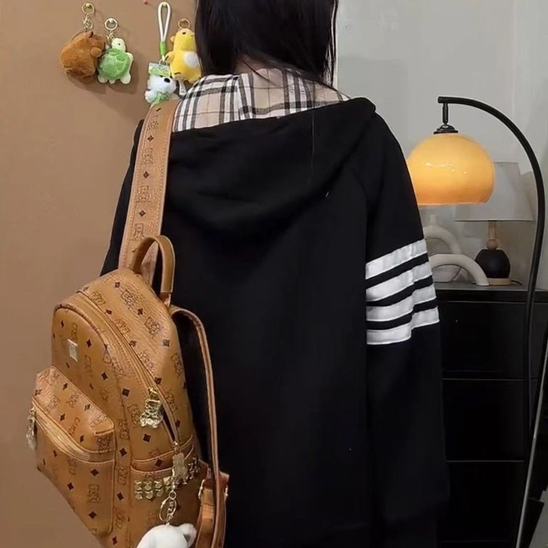 【万达撤柜】新款休闲外套女春秋季美式潮牌宽松运动风连帽上衣拉