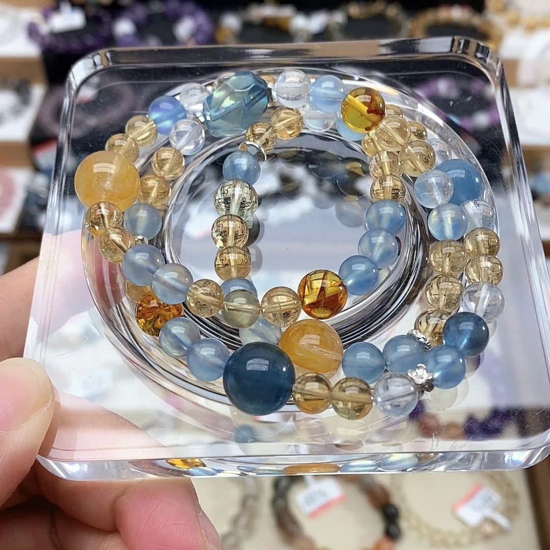 ****）水晶手链银S925镶嵌多宝多圈