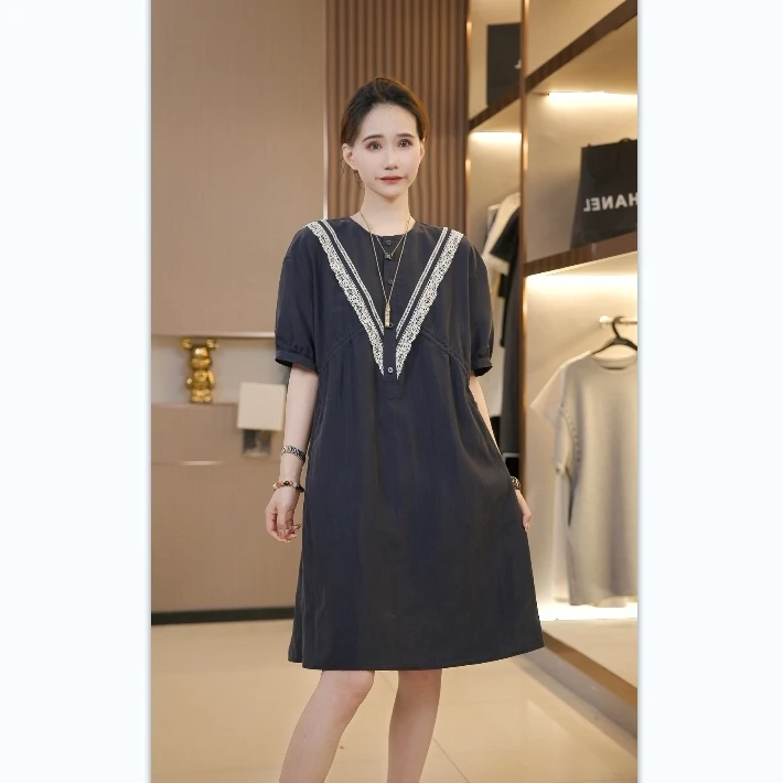 【LINXUAN】夏季时尚休闲气质宽松连衣裙遮肉显瘦#8053