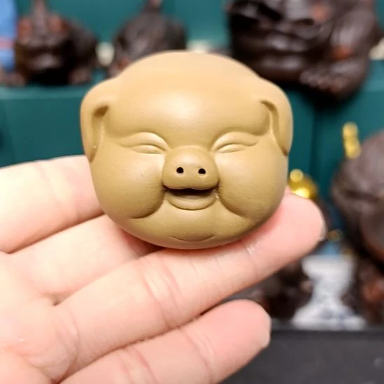 茶宠紫砂小猪黄泥茶宠摆件