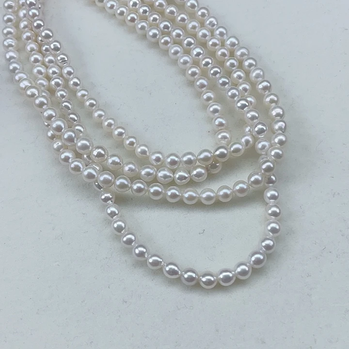 银S925镶嵌颈饰淡水珍珠5/6极光ak毛衣链120