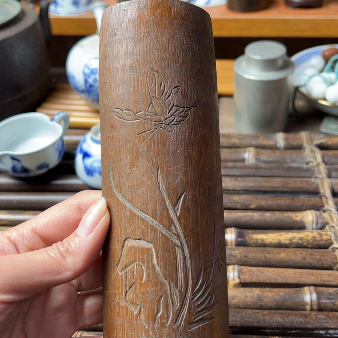 香榧木茶道具孤品，默认瑕疵