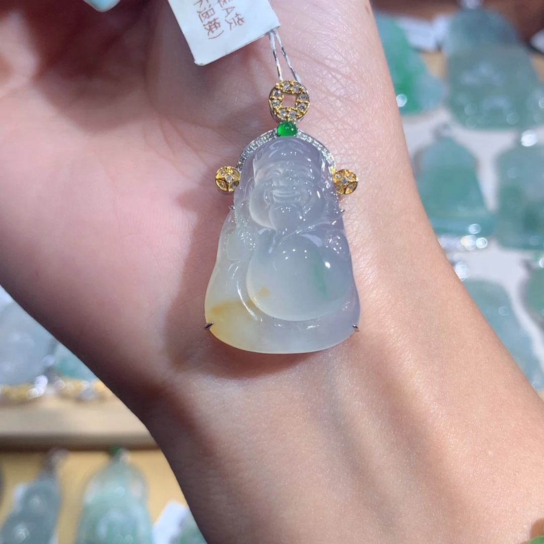 翡翠18K金镶嵌吊坠(不含链)