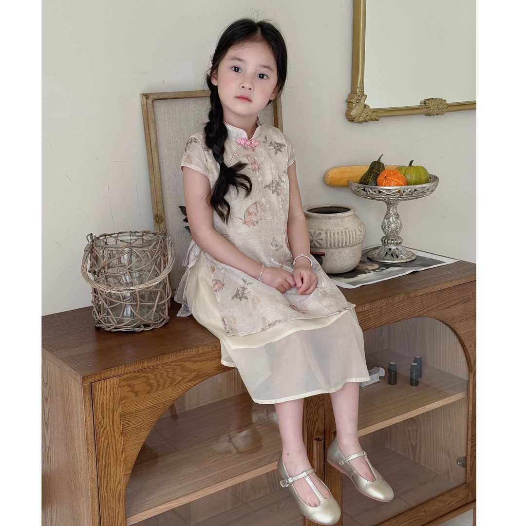 清 现货）壹妈童装夏季女童新中式连衣裙改良版国风旗袍儿童连衣裙