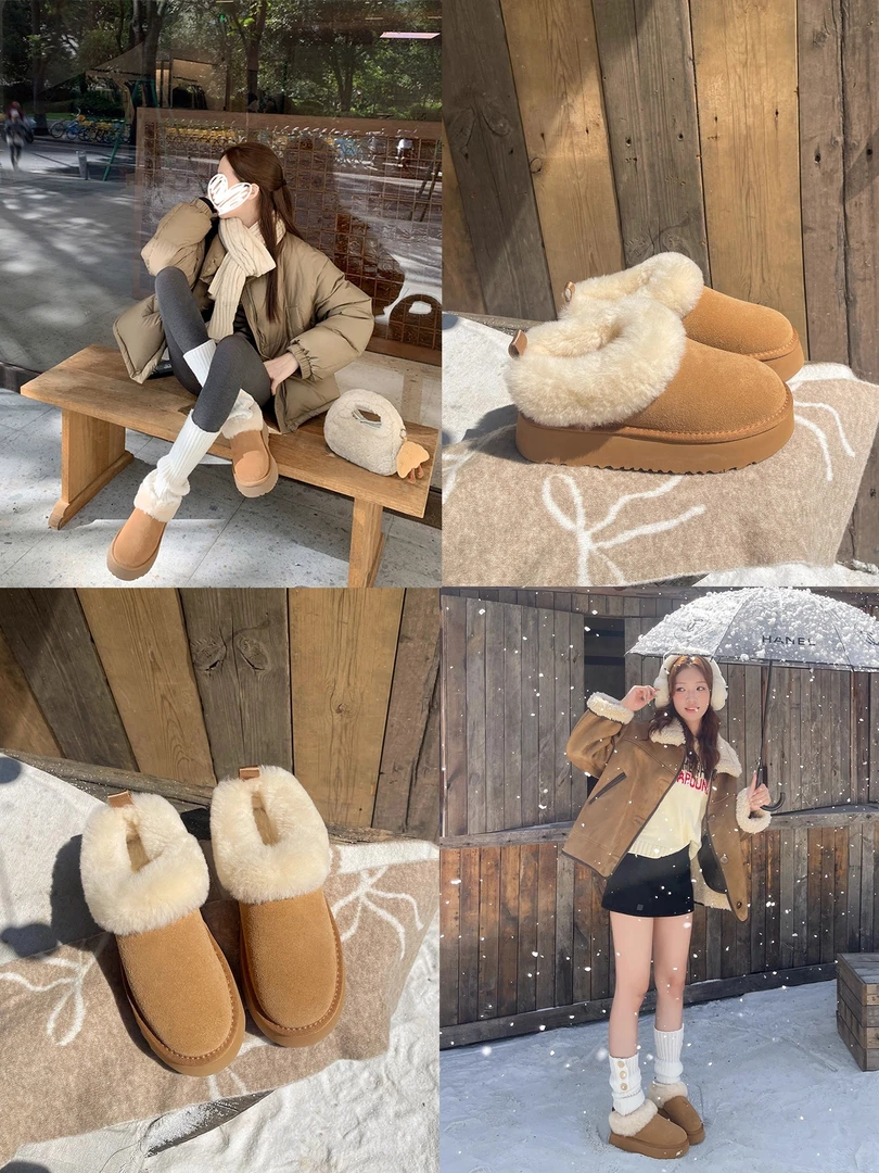 低帮厚底雪地靴女2025冬季新款保暖加绒加厚毛毛鞋棉鞋