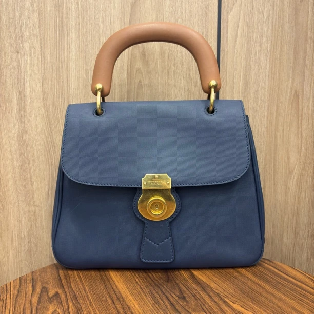 95新 BURBERRY/博柏利 入目 蓝色公文邮差包手提包72502