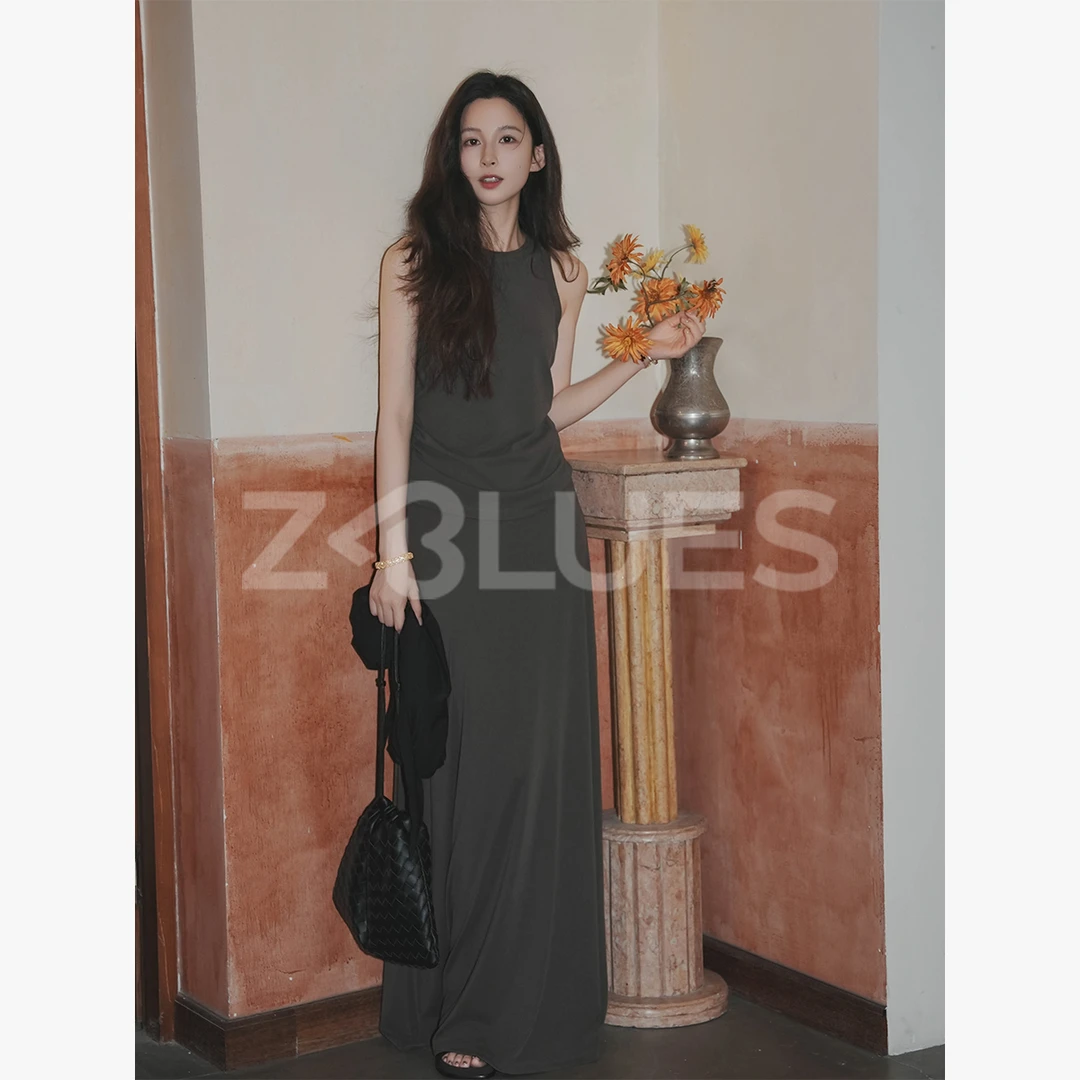 Z.blues【独特魅力】法式混纺无袖掐腰背心+半身裙套装YZXCGJX082TZ