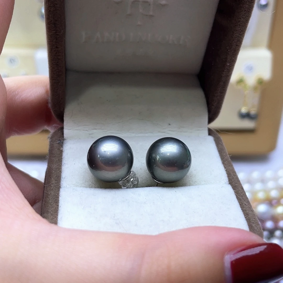 海水珍珠耳饰银S925镶嵌