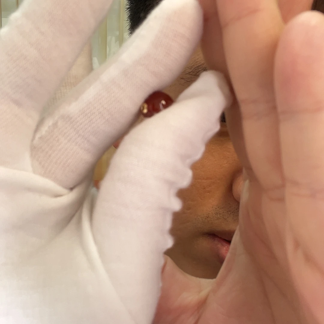 高***草南红玛瑙18K金镶嵌珠串