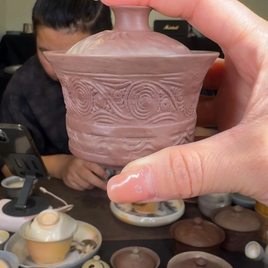 龙***5紫玉石陶纹小盖碗