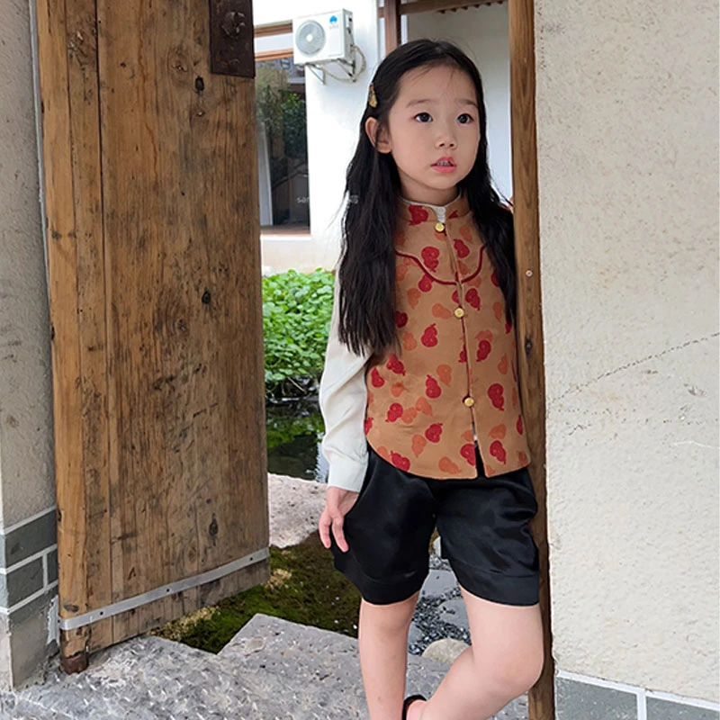 现货）壹妈2025夏季马甲童装女童中式旗袍中国风复古葫芦马甲