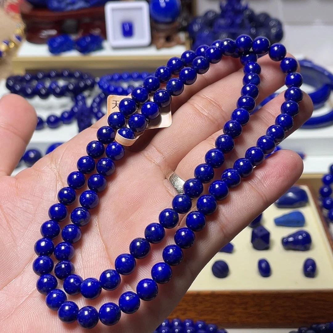 青金石未镶嵌7mm多圈手串