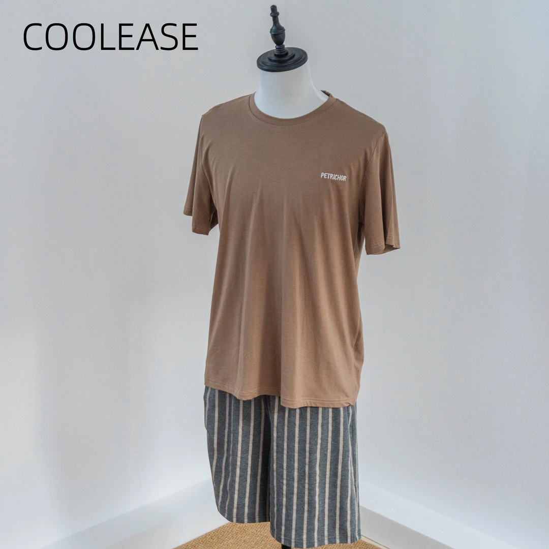 COOLEASE男士睡衣夏季莫代尔短袖短裤套装高颜值高品质冰丝透气