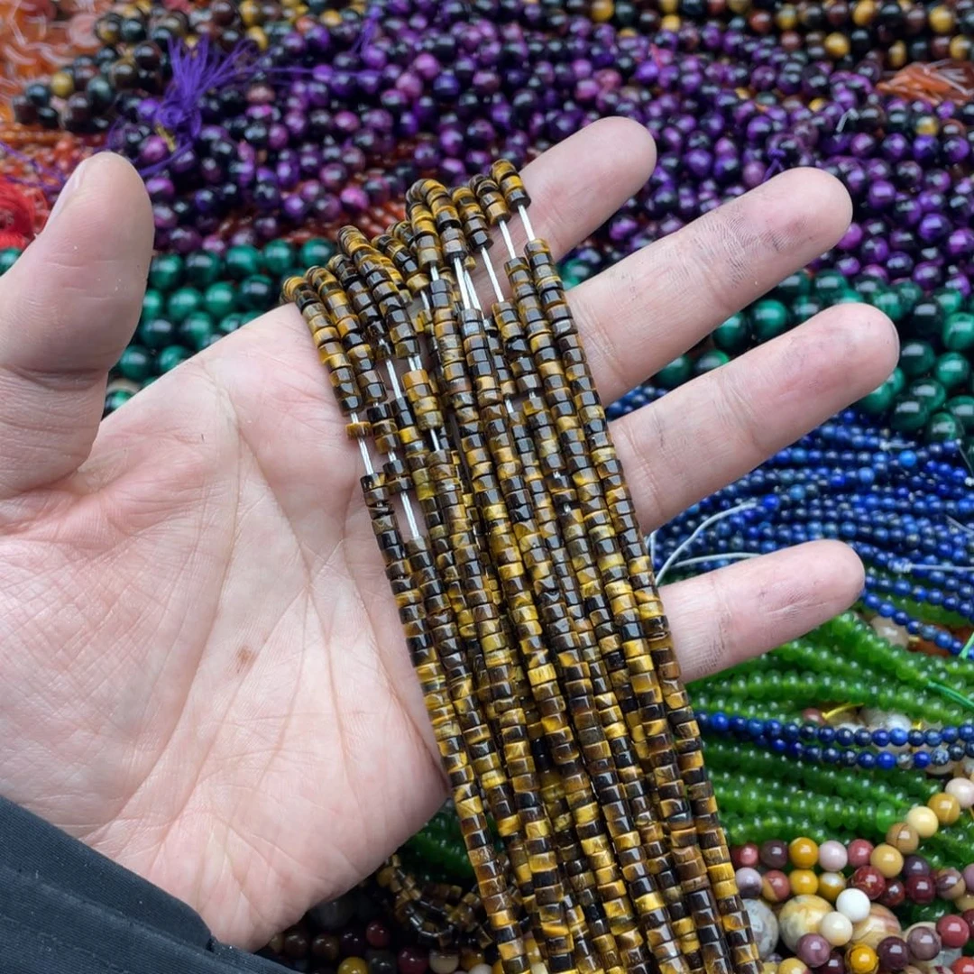 玛瑙/玉髓珠宝半成品未镶嵌一条装4mm虎眼直切隔片