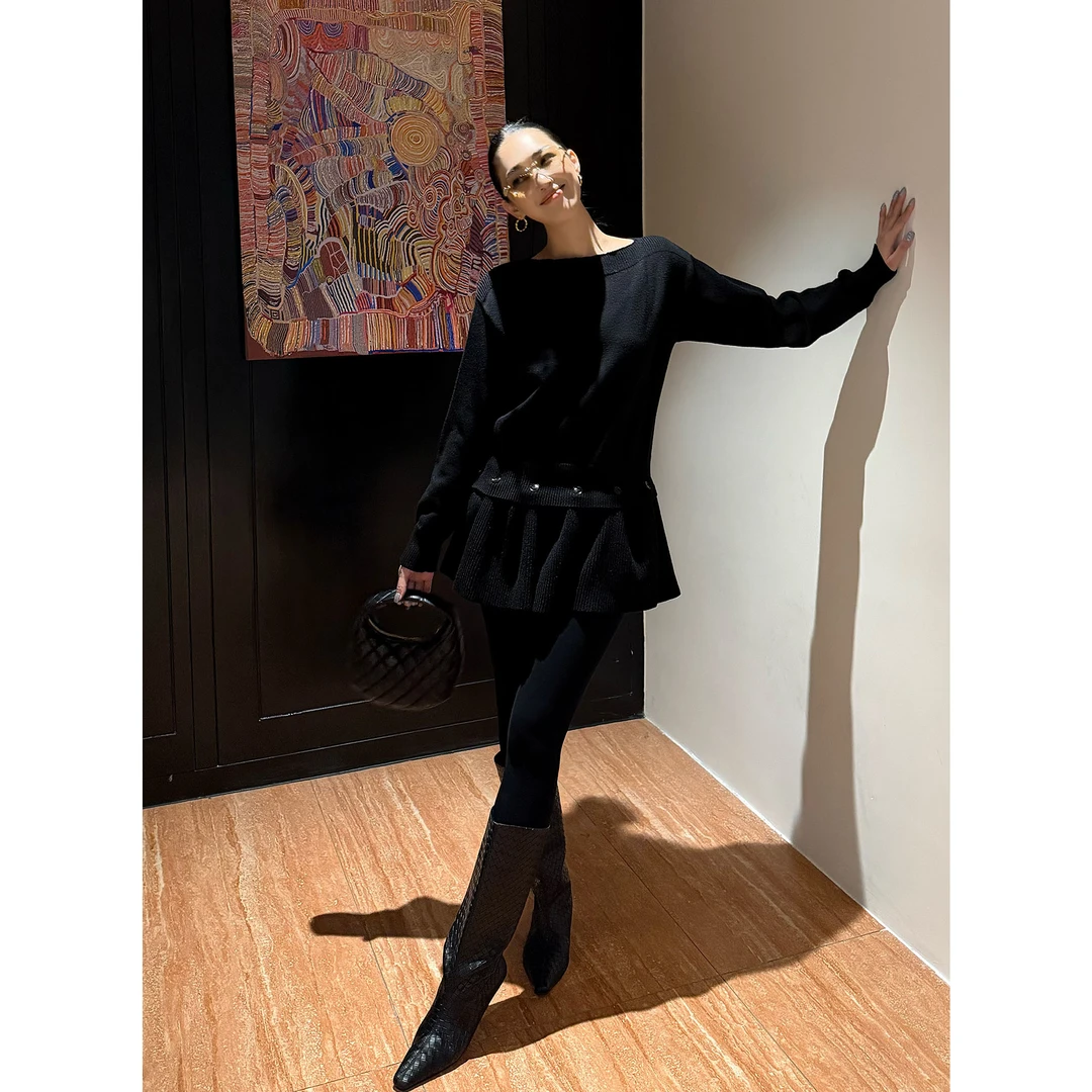 紫紫  解构毛衣裙   一衣两穿miu感减龄连衣裙ZD11SMYL844