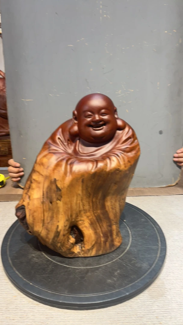 枣木弥勒佛根雕摆件