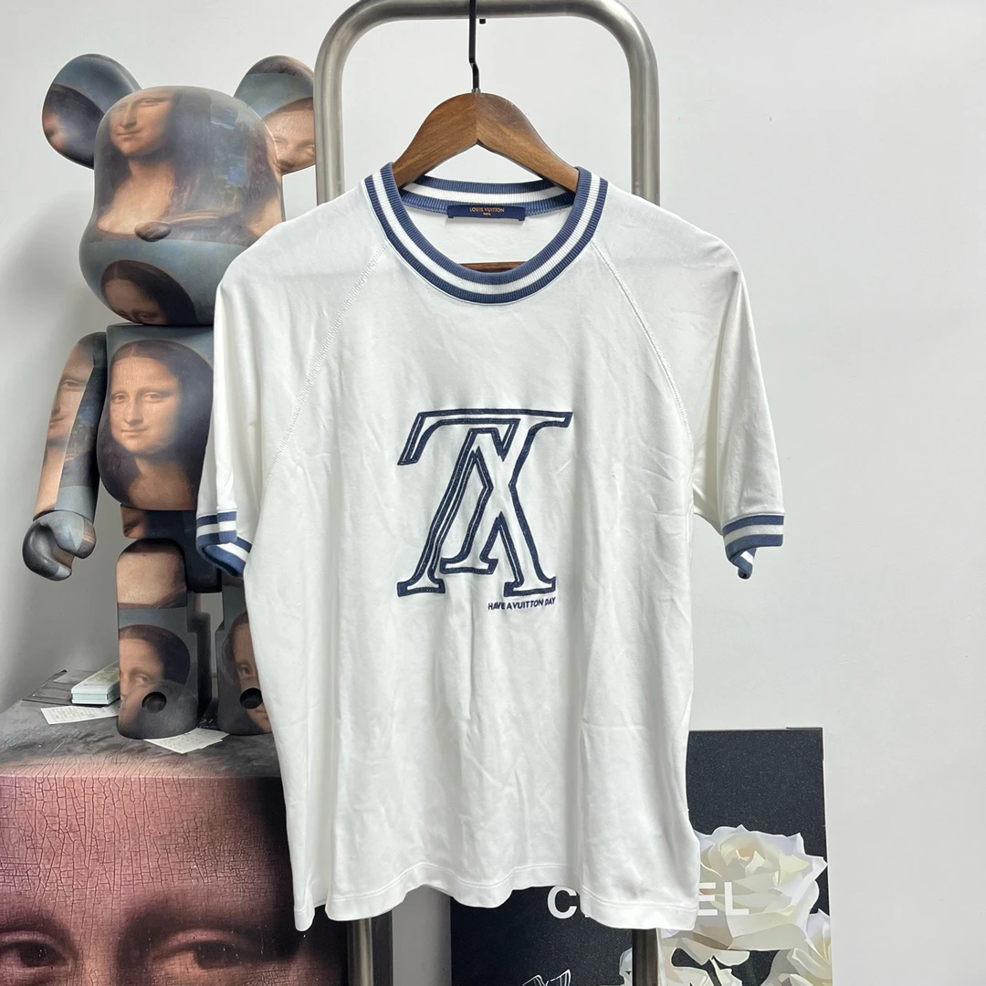99新 LouisVuitton/路易威登 倒logo刺绣短袖O1206XL衣长63胸围55