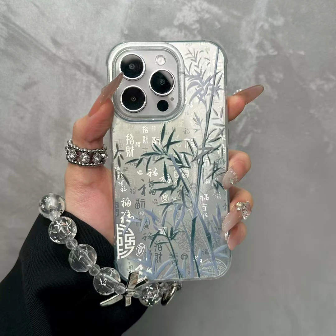 奥菲顿古风水墨竹林适用iPhone16/15promax百福图手机壳苹果13/12