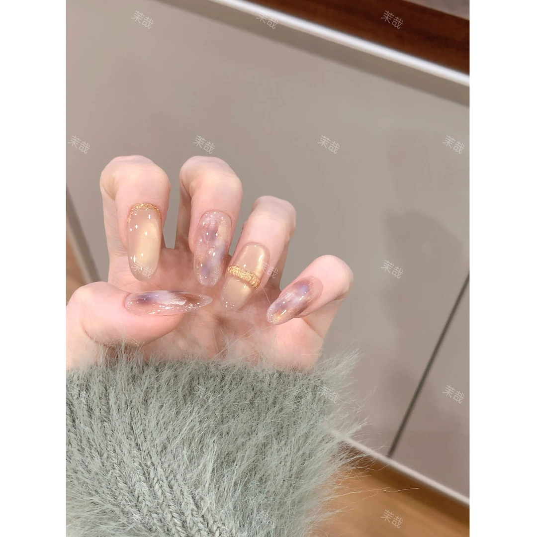 茉哉【水色如暮】纯手工定制美甲拆卸穿戴甲A5025