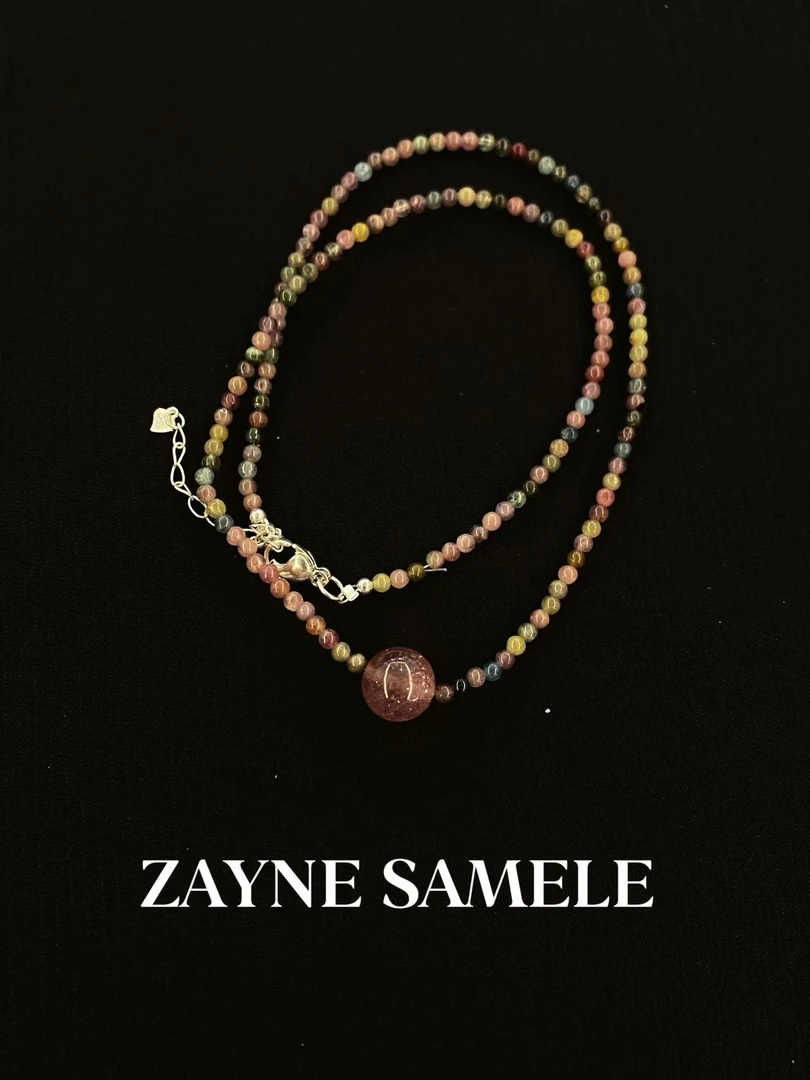 天然碧玺项链 ZAYNE SAMELE·堕天使 S925银 天然宝石时尚简约彩色