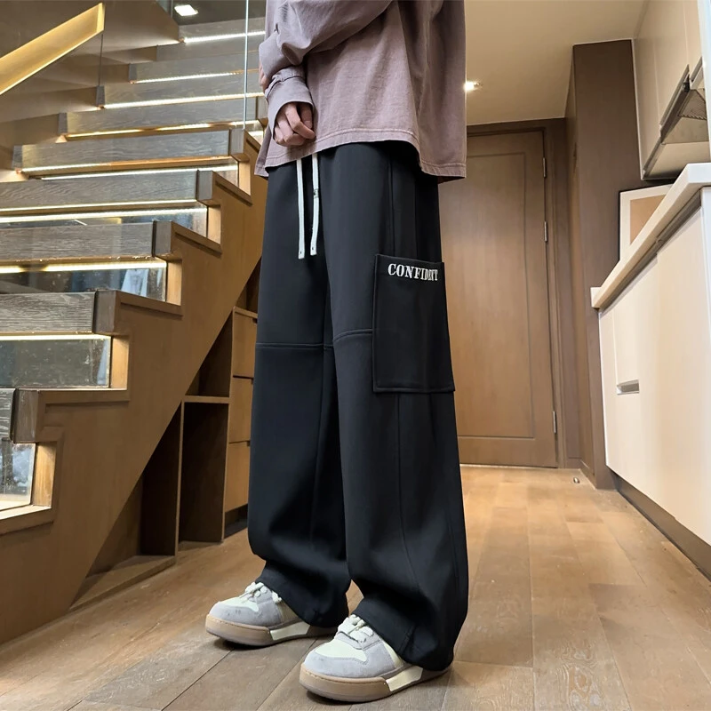 HK24709春秋潮牌港风简约刺绣字母休闲运动卫裤