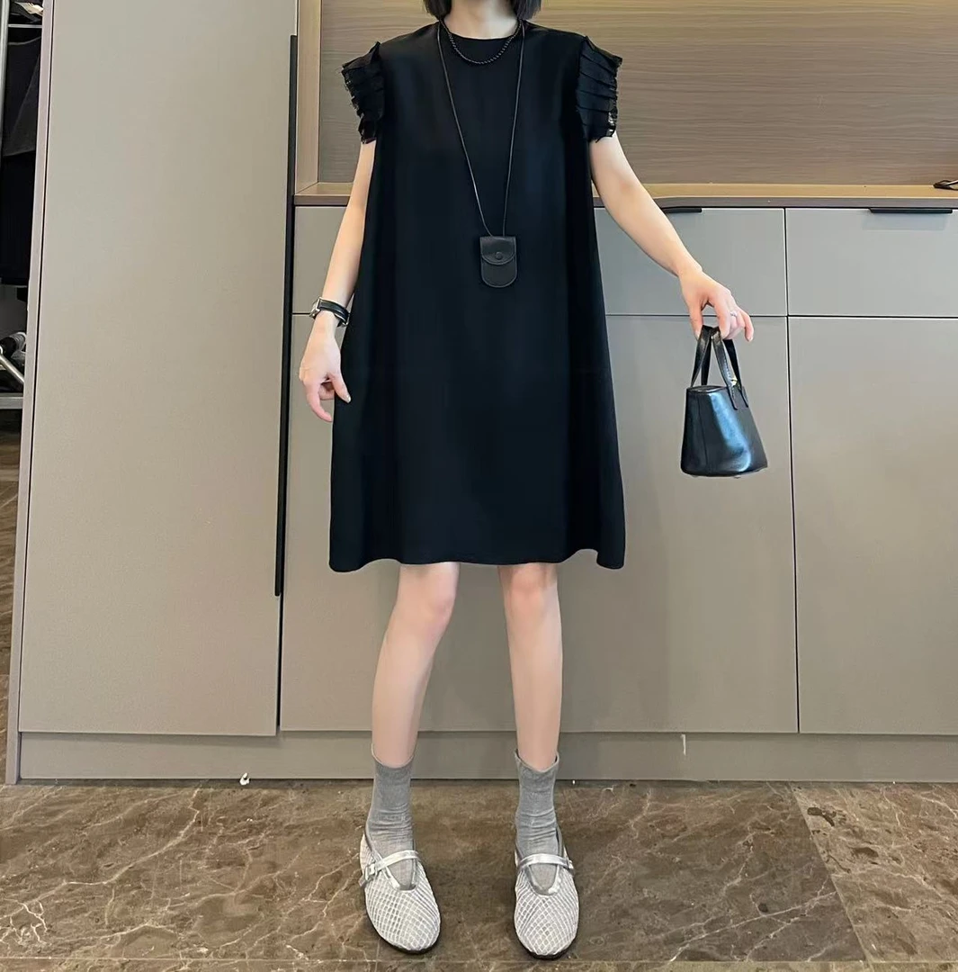 米可/MK-2325ZJ【压褶荷叶边飞飞袖连衣裙】时尚夏季新款连衣裙