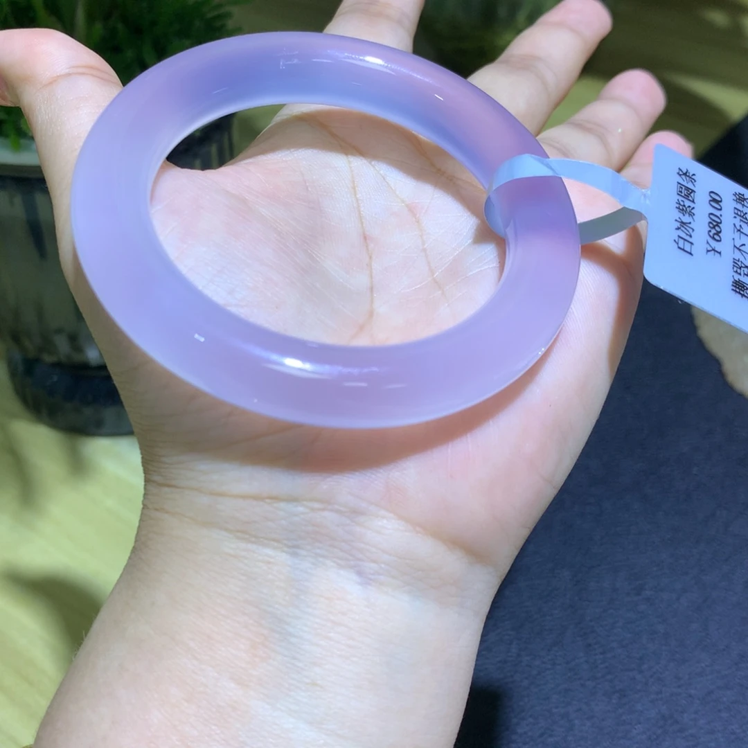 玛瑙/玉髓未镶嵌手镯冰紫圆条