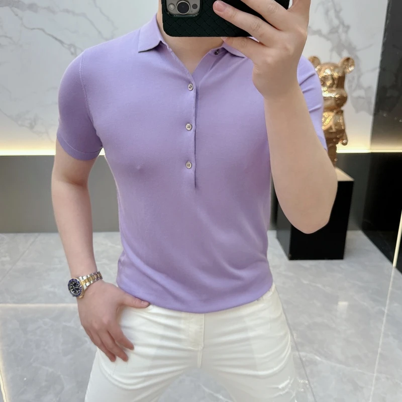 度尚-夏季新款男士轻奢高品质针织薄款时尚休闲翻领POLO衫短袖