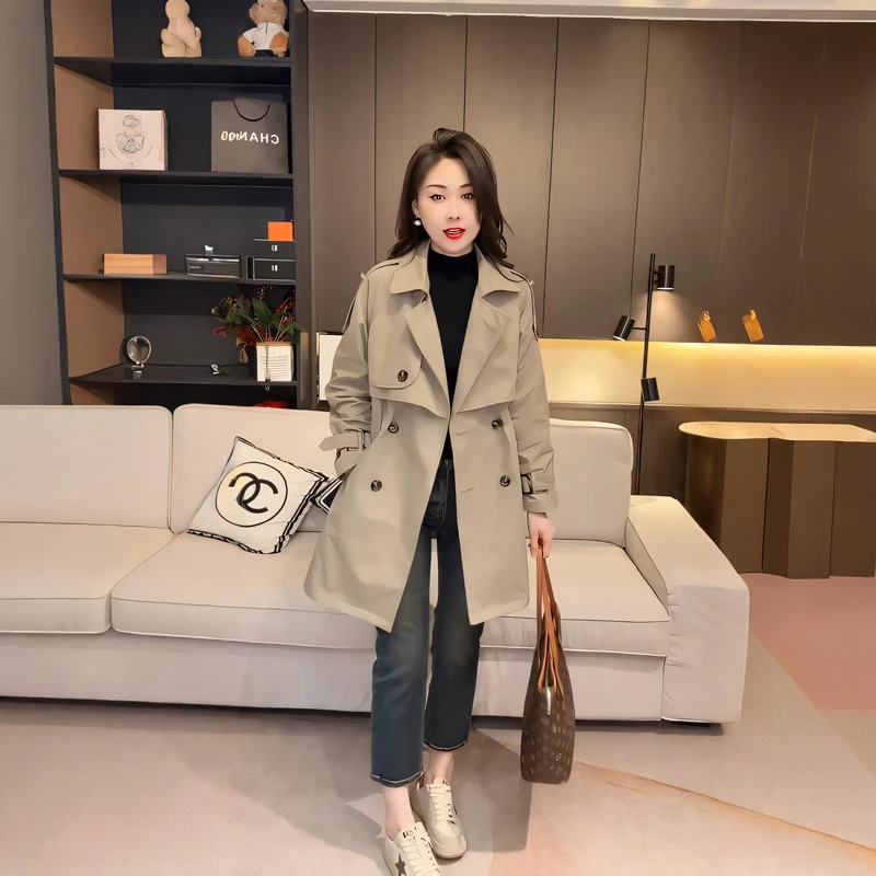 韩版气质风衣外套女2025新款中长款小个子英伦风高级感显瘦棒球服