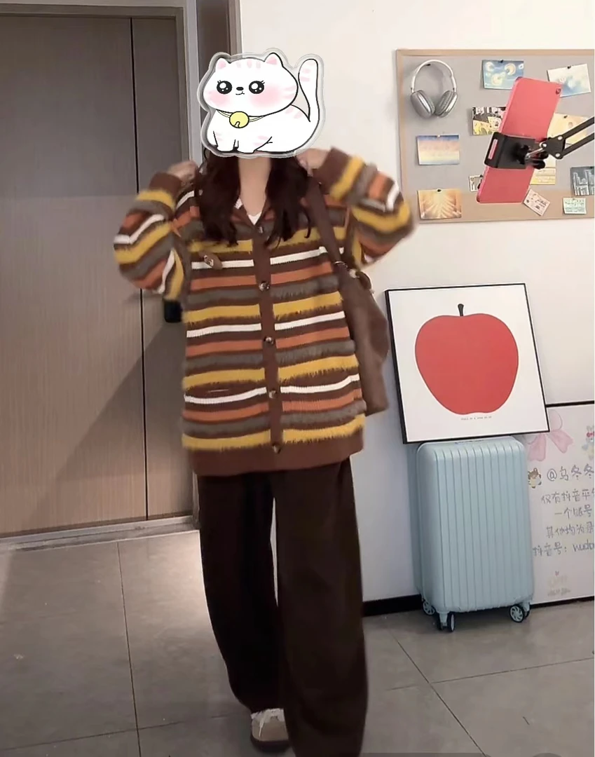 连衣裙女秋冬条纹连帽针织衫