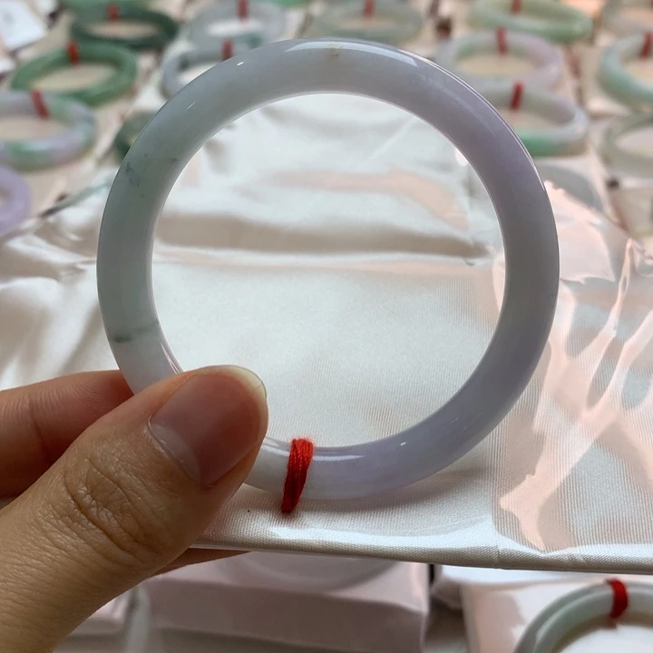 翡翠未镶嵌手镯圆条莫奈花园54