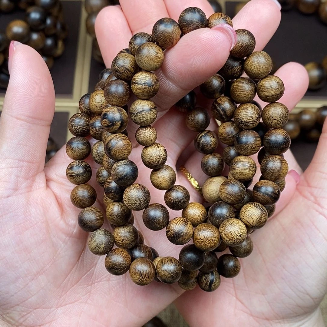 沉香手串越南芽庄白棋楠虎皮缨子瘤疤沉水