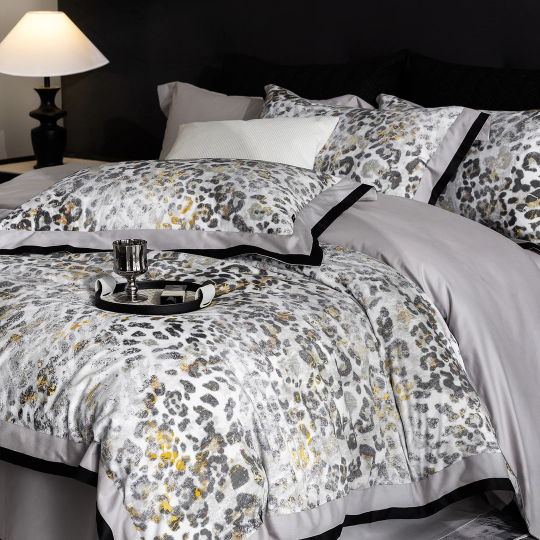 2025新款全棉纯棉印花磨毛四件套高端加厚保暖豹纹床单被套四件套