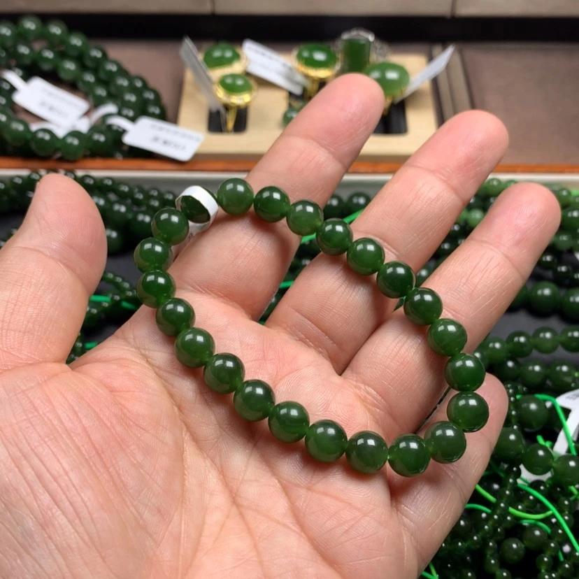 【闪购商品】和田玉（碧玉）手串未镶嵌高**物8m m